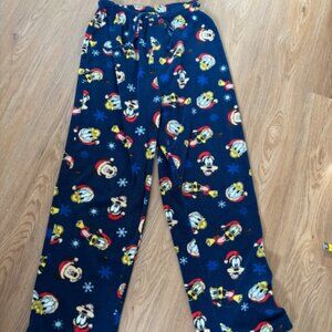 Disney Adult Unisex Fleece Pants Mickey Donald Pluto Small